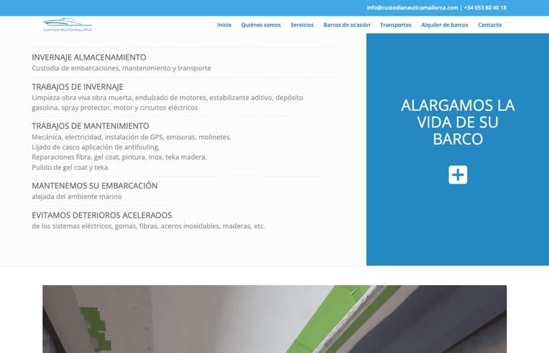 Sección de mantenimiento e invernaje de embarcaciones de Custodia Náutica Mallorca
